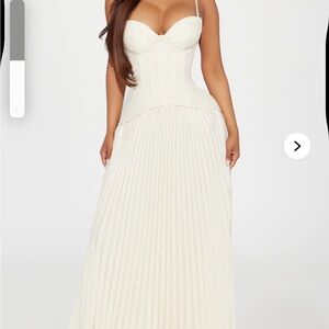 Fashion Nova Daniella White Corset Strapless Cream Dress